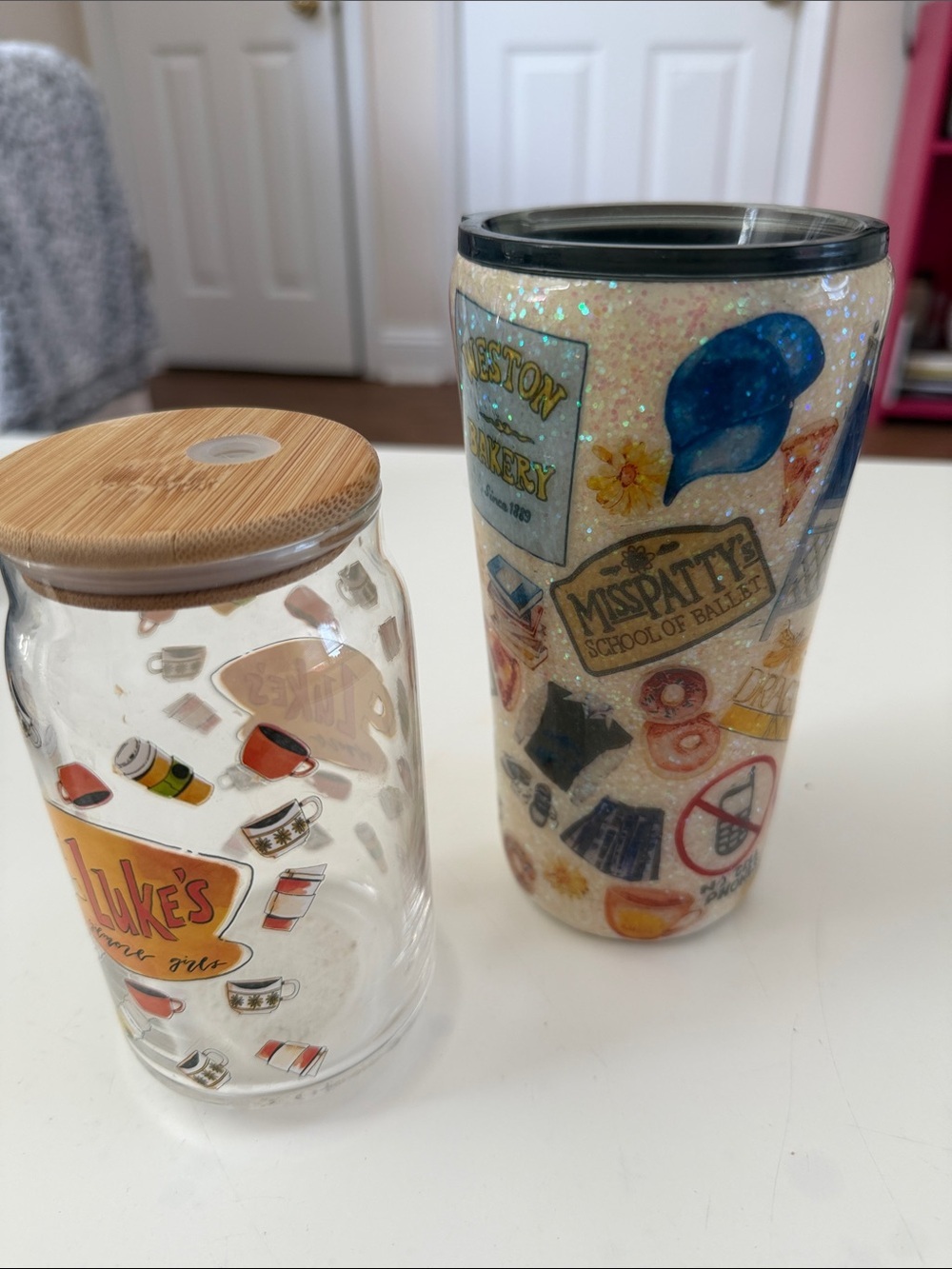 Gilmore Girls Stars Hollow Tumbler & Luke's Diner Glass Can Cup Bundle Set